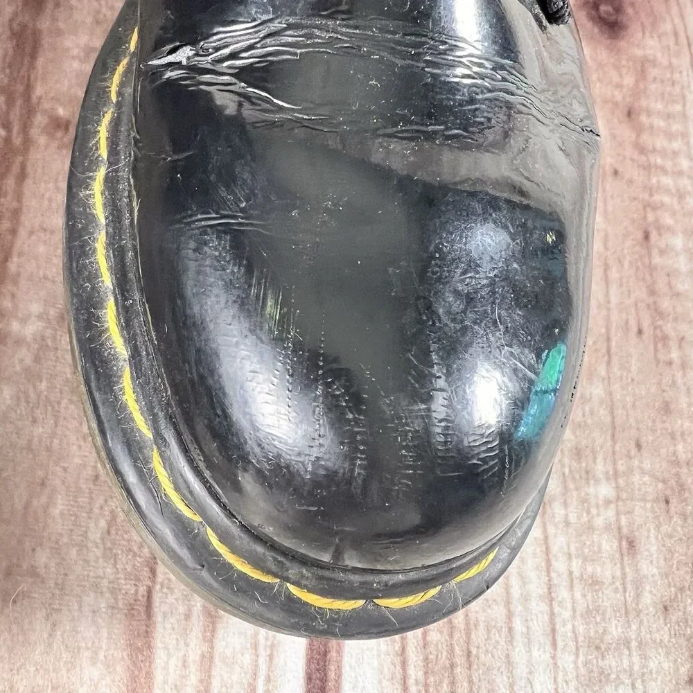 Dr. Martens 1460 Black Patent Leather 8 Hole Lace-Up Unisex Boots Shoes Size 8
